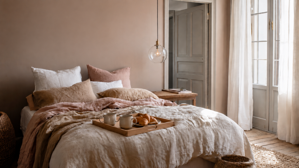 Ferienwohnung rosa Schlafzimmer