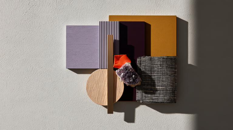 Materialcollage Flieder Schlafzimmer